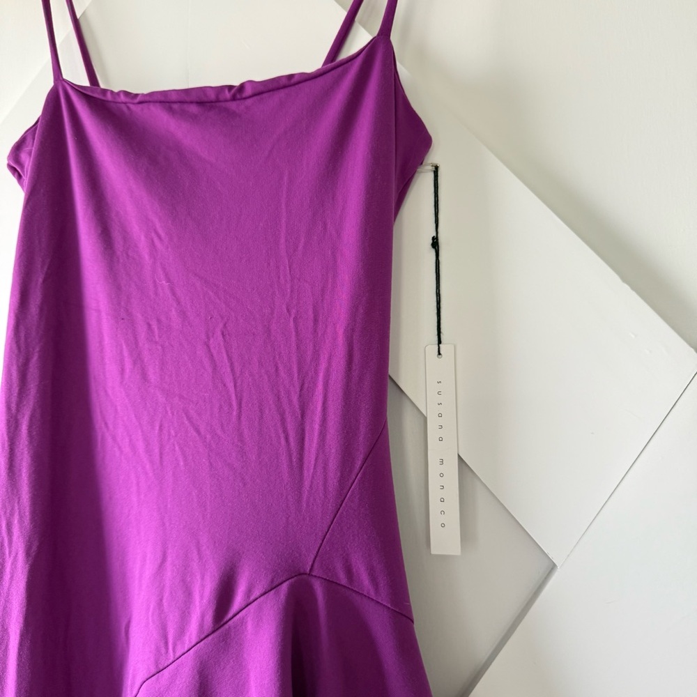 NWT Susana Monaco Thin Strap Angled Dress in Malbec - Picture 4 of 6